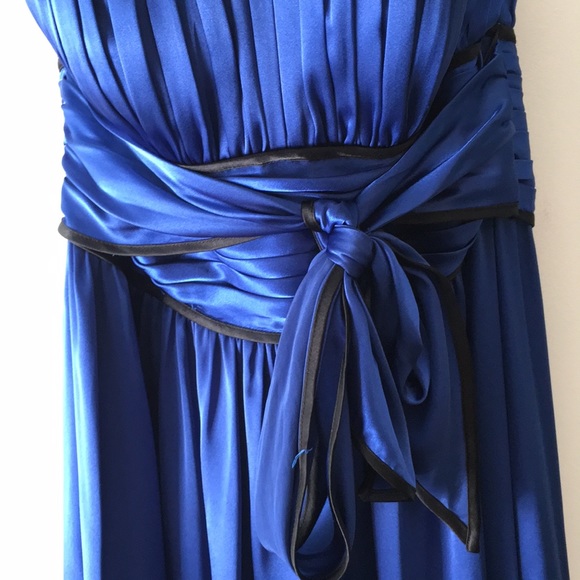 Sapphire Blue and Black Silk Formal Size 16 - Picture 2 of 4